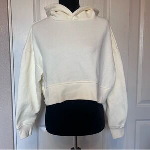 NWOT Forever 21 with Purpose Pale Yellow Crop sweatshirt‎ Hoodie Size Large